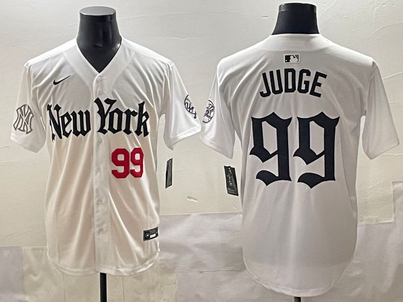 Men 2025 New York Yankees #99 Judge White Five generations Joint Name Nike MLB Jersey style 8->new york yankees->MLB Jersey